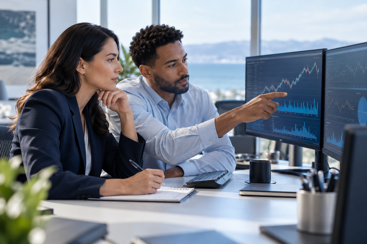 Illustrative banking & finance scene